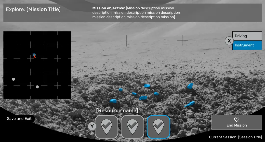 User interface mockup for resource encounter and identification.