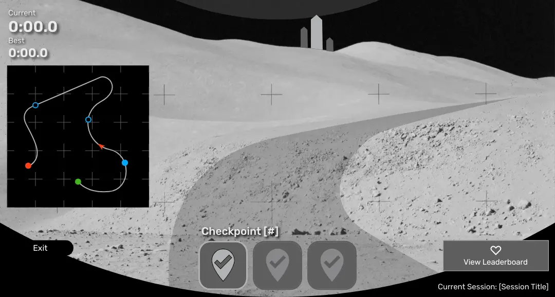 User interface mockup for rover racing, checkpoint acheivement.