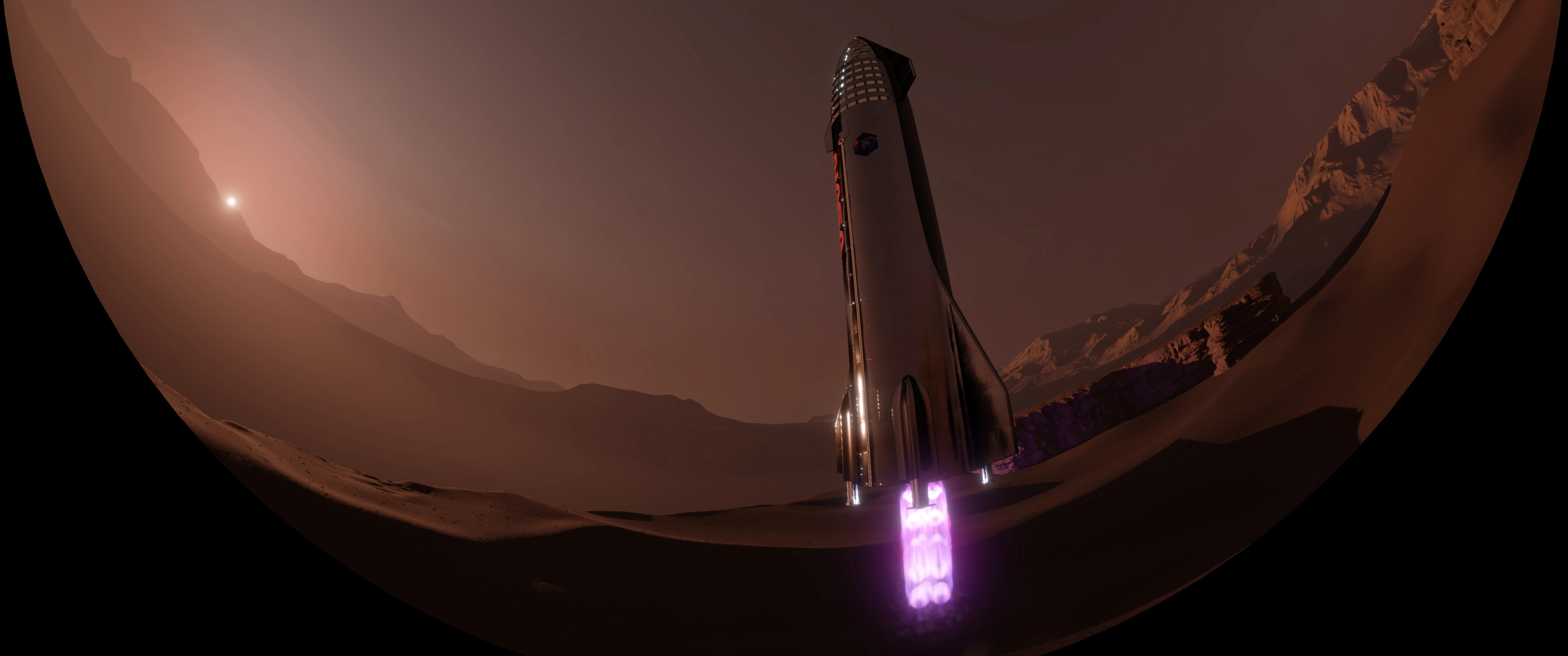 Detail from Mars landing sequence showing modified lunar-variant Starship