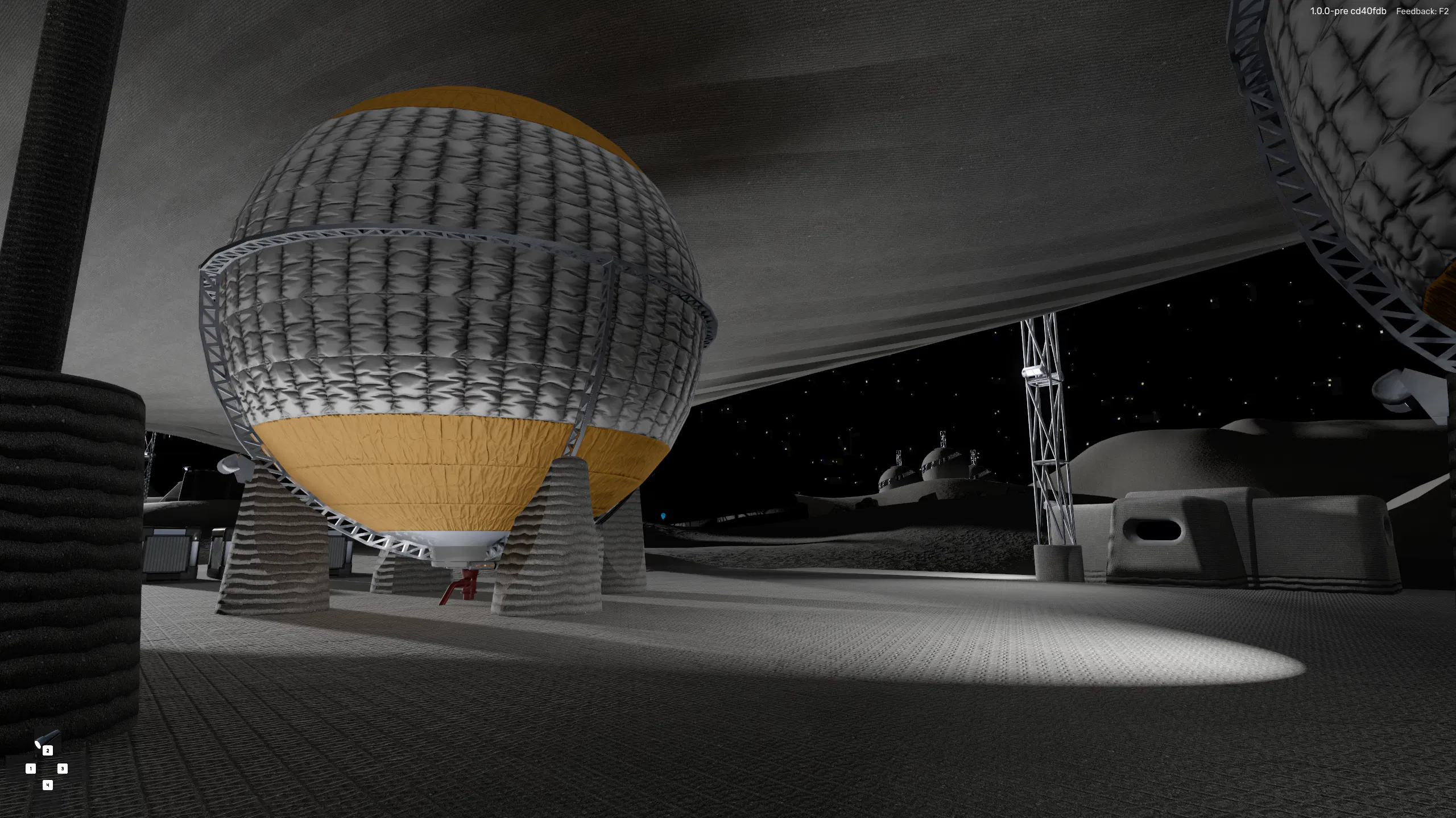 A 3D render of a futuristic lunar colony.