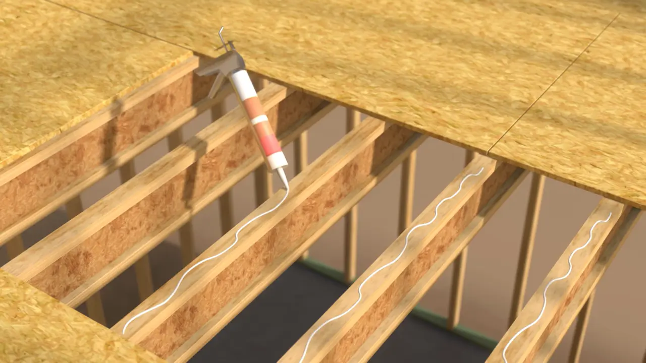 Caulking applied prior to laying subfloor